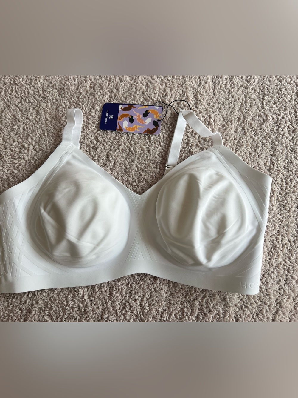 Honey Love CrossOver Wireless Bra white  Beige Size 1X 40 CD